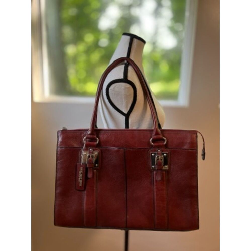 Marc New York Burgundy Executive Leather Laptop Tote/Briefcase